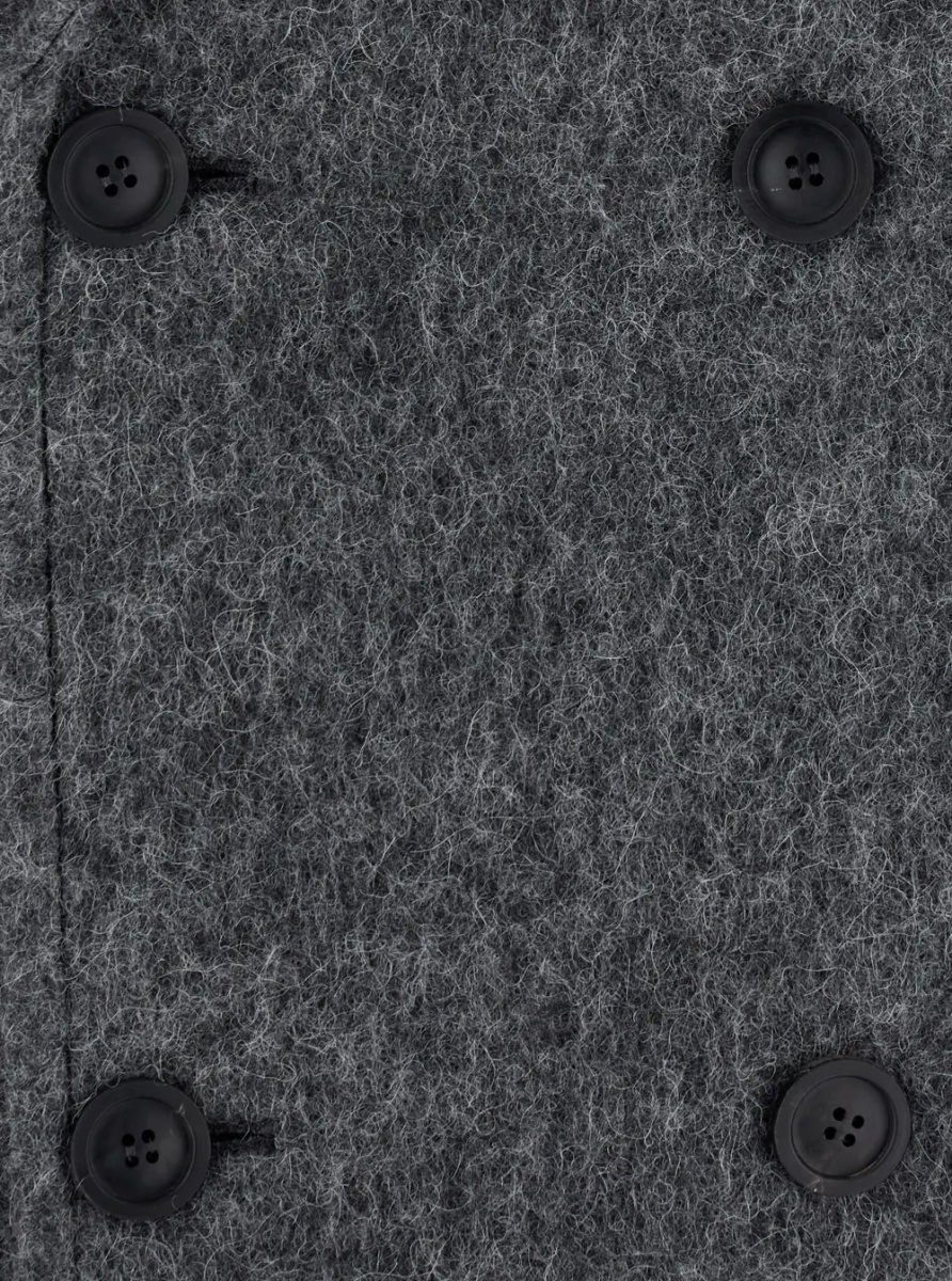 Paltoane HAIRY PEAKED LAPEL DOUBLE COAT with notched revers and long sleeves. Made of wool, nylon, polyester, and alpaca. Color gray. Men. - Img 2