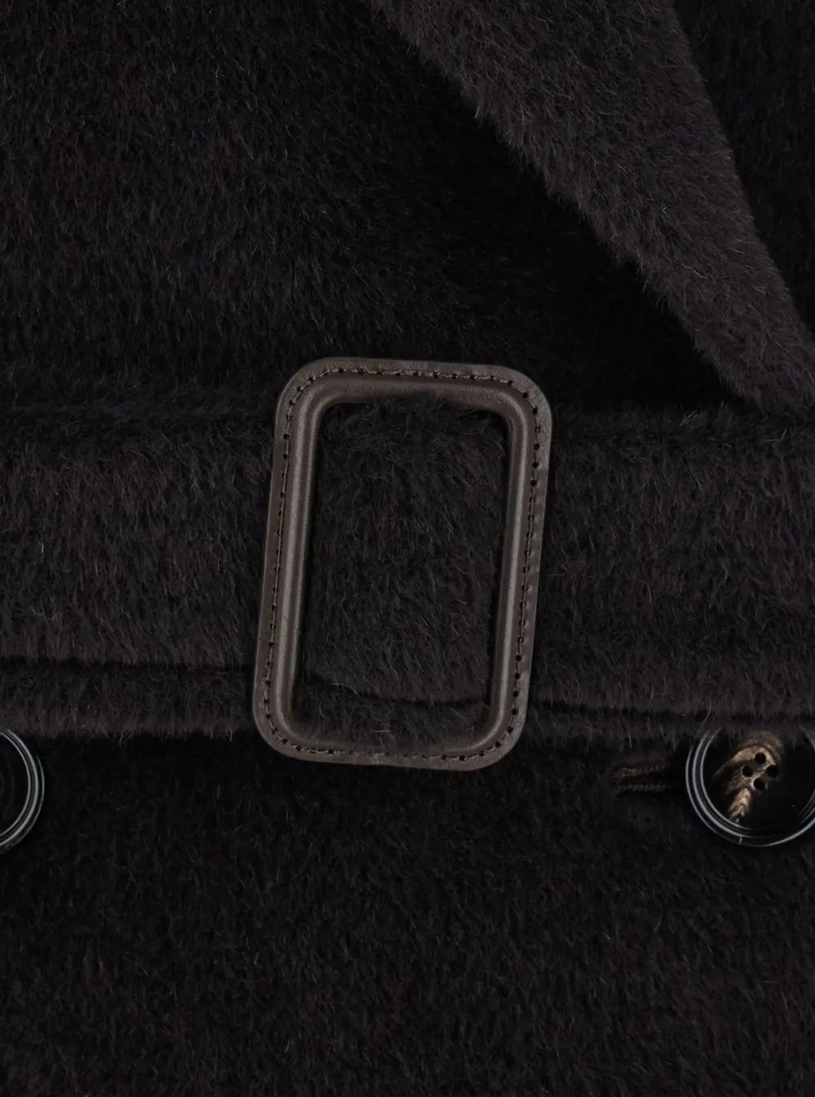 Paltoane 'Jole' brown Double-breasted coat with Peak revers and waist belt in wool for women - Img 3
