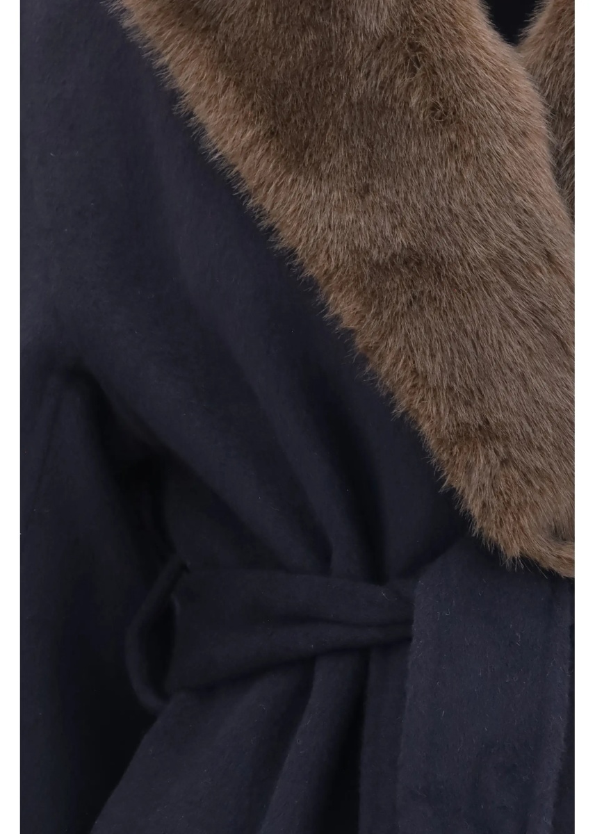 Paltoane P.A.R.O.S.H. Wool Coat with fur collar and belt - Img 3