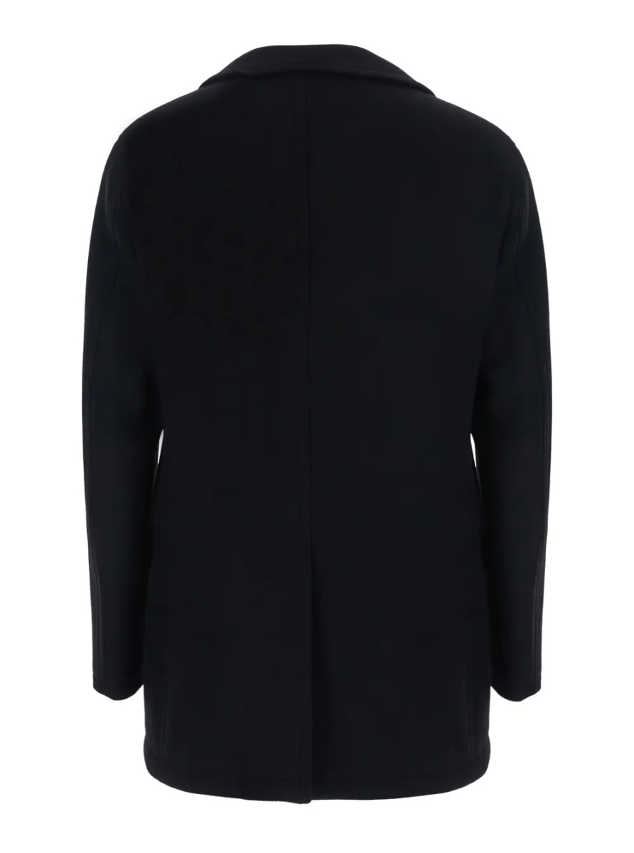 Paltoane 'San Francisco' Black Double-Breasted Coat with Notched Revers in Blend Wool for Men - Img 2