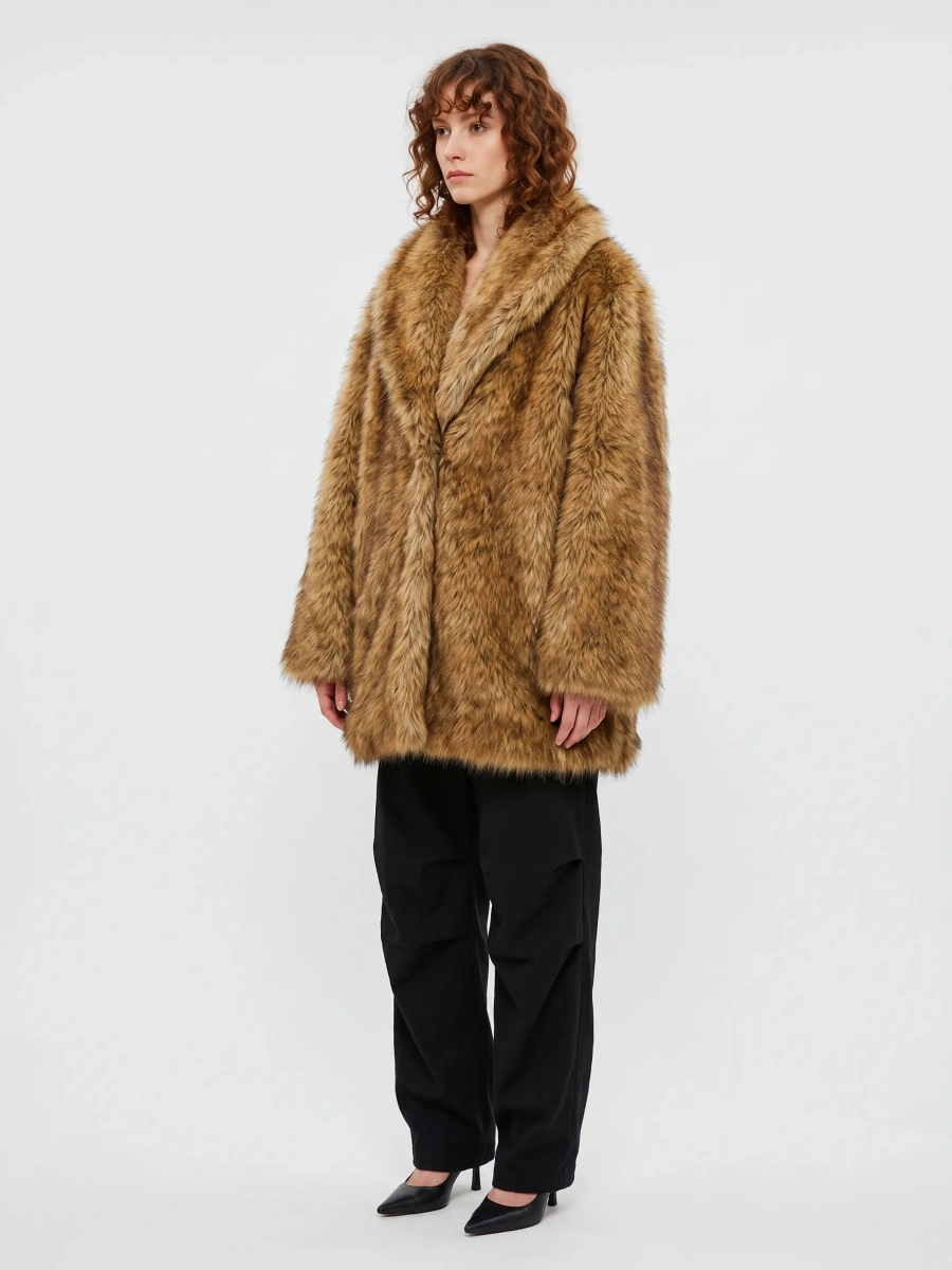Palton Belle Faux Fur Short Coat - Img 2