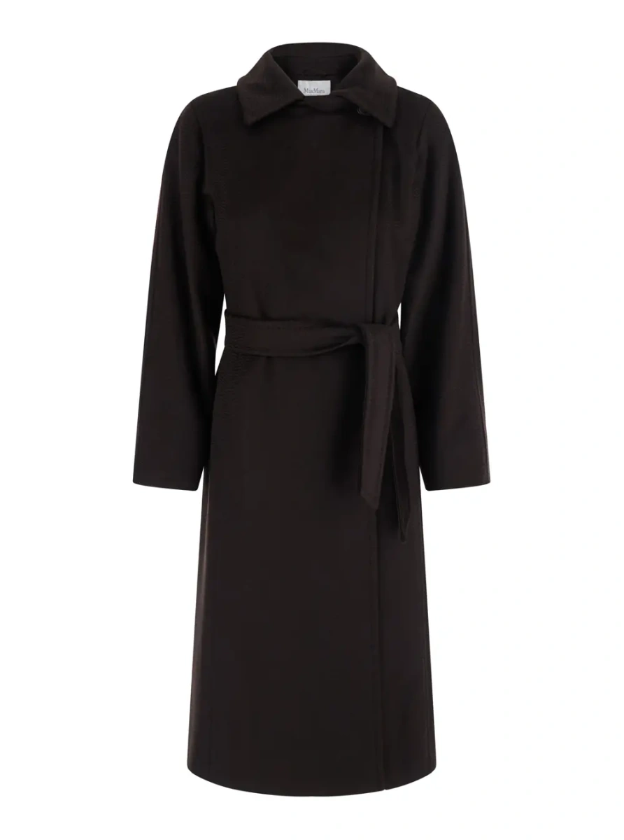 Palton Coat MANUELA with elegant details in Tech Fabric in Brown for Women - Img 4