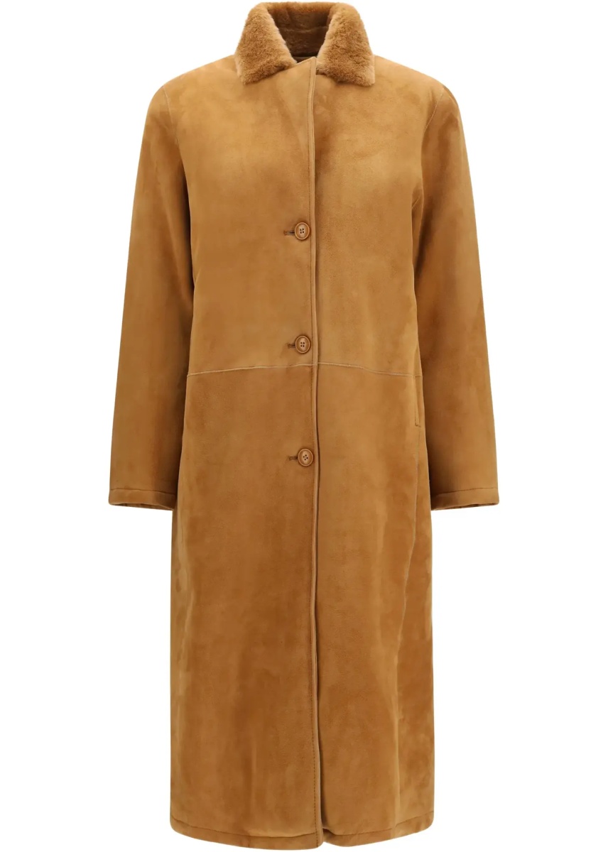 Palton Leather shearling Coat - Img 6