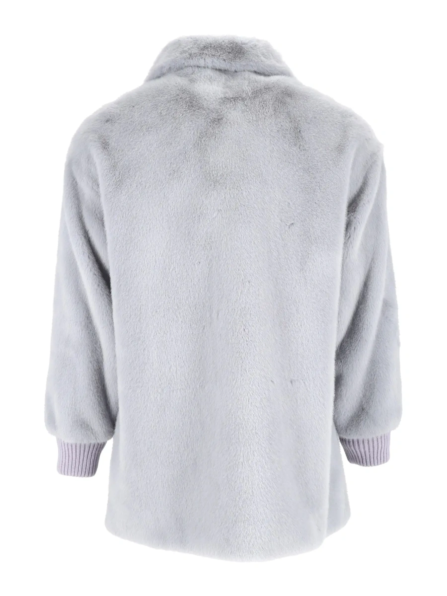 Palton LINED FAUX FUR JACKET WITH KNITTED INSERTS - Img 3