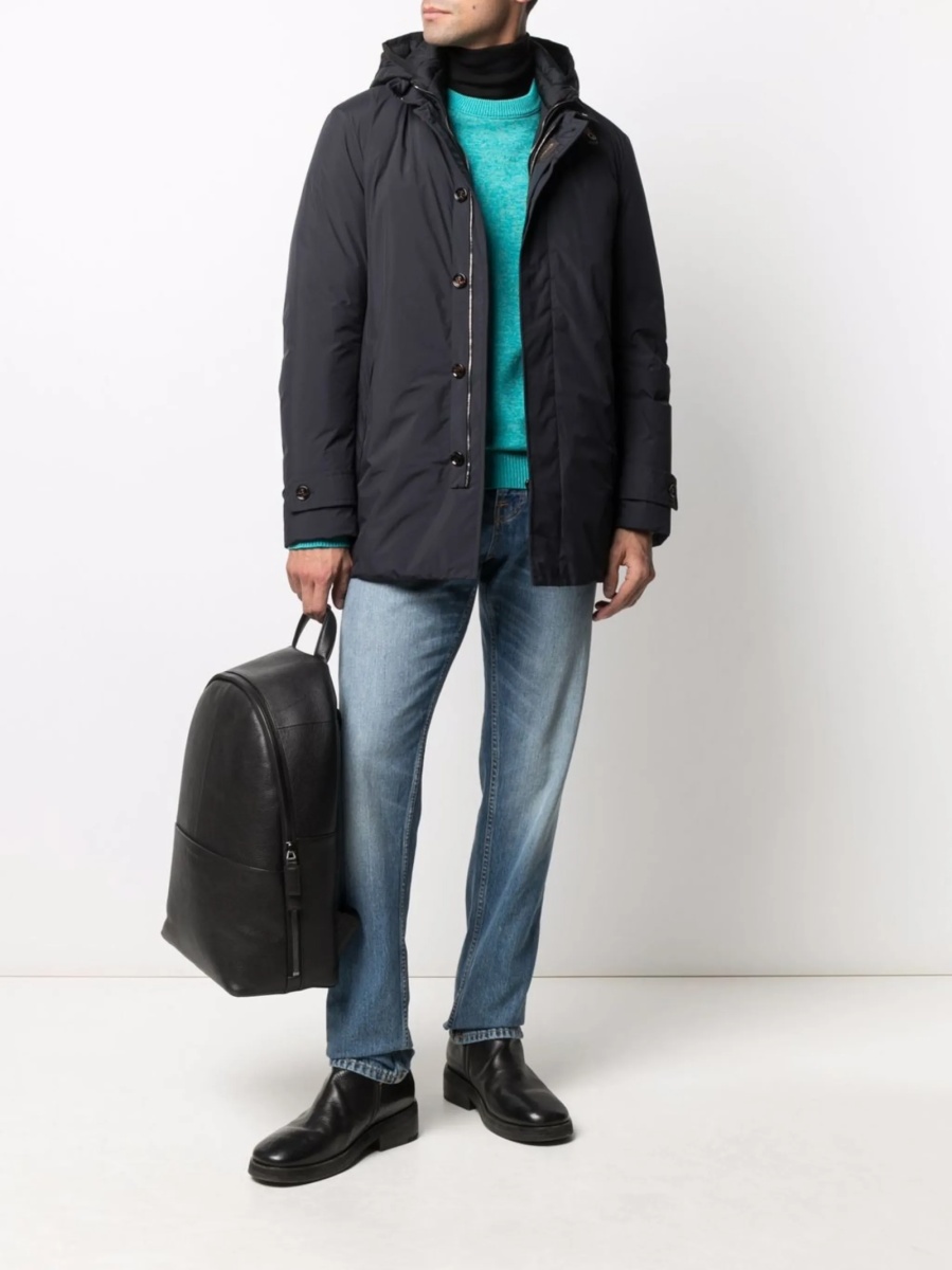 Palton Moorer albastru din polyester - Img 2