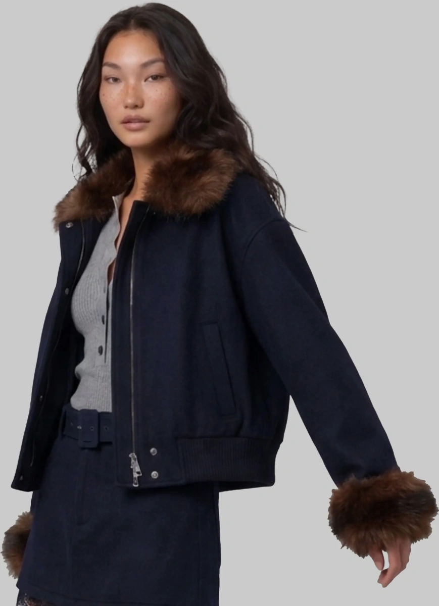 Palton Short Coat With Fur Inserts - Img 2