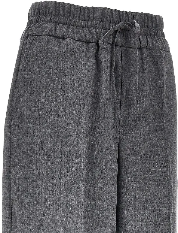 Pantaloni AMI Paris gri din lana cu talie elastica - Img 2