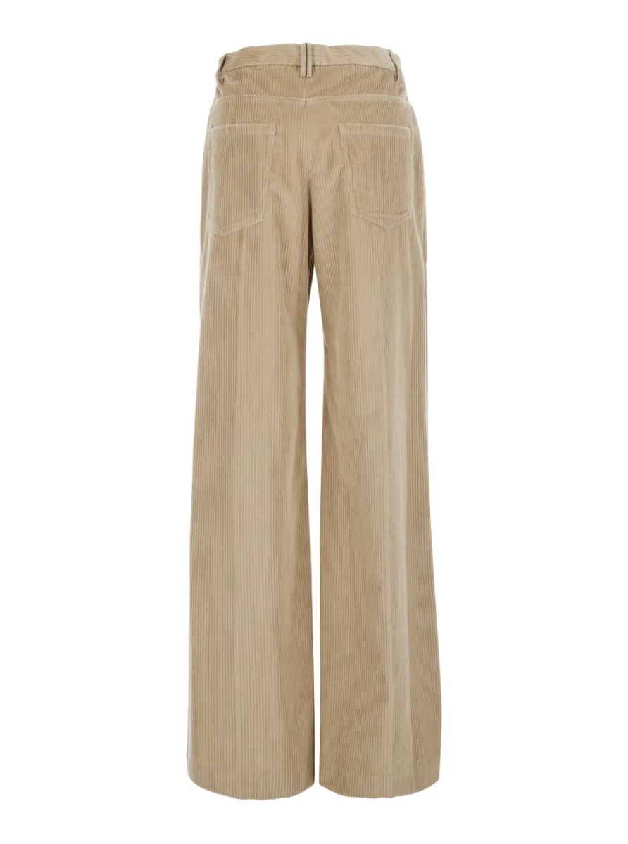 Pantaloni Beige Pants with Belt Loops and Monil detail on the loop in corduroy for women - Img 2