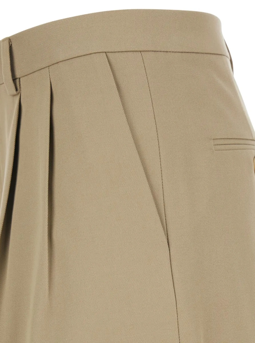 Pantaloni Beige Pants with Belt Loops in Cotton and Wool Blend Woman - Img 3