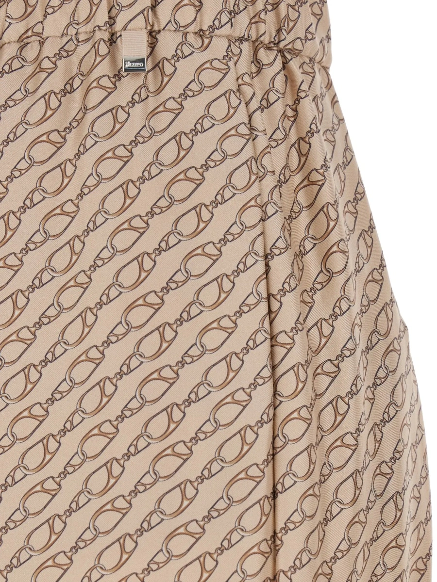 Pantaloni Beige Silk Pants with Elastic Drawstring Waist and All-Over Print Woman - Img 5