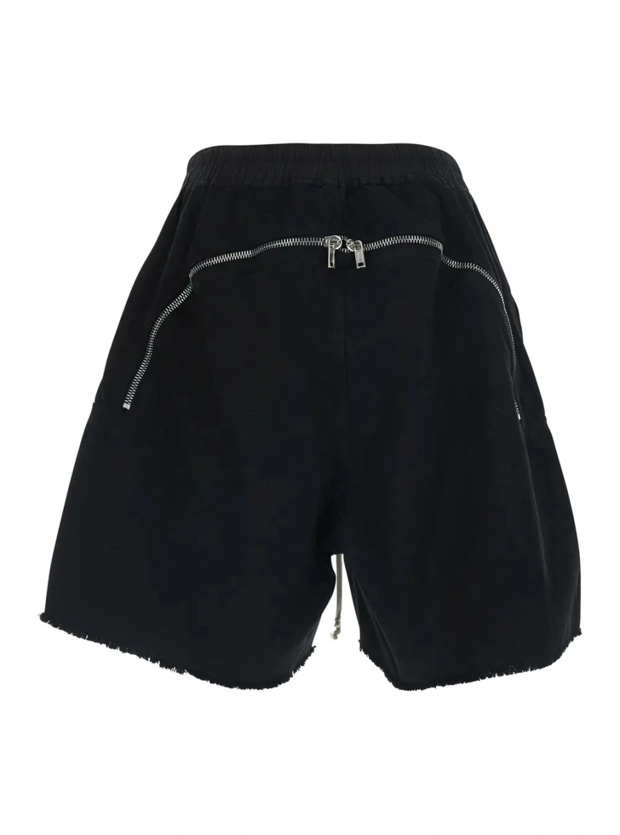Pantaloni Black Shorts with elasticated drawstring waist and zip at the back in cotton for men - Img 2