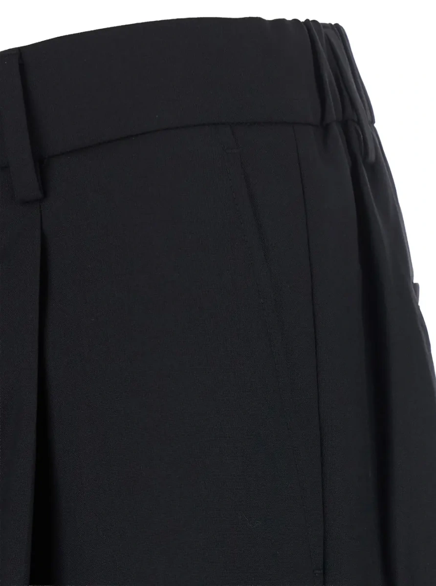 Pantaloni Black Wide Leg Trousers with Pleats for Women - Img 3