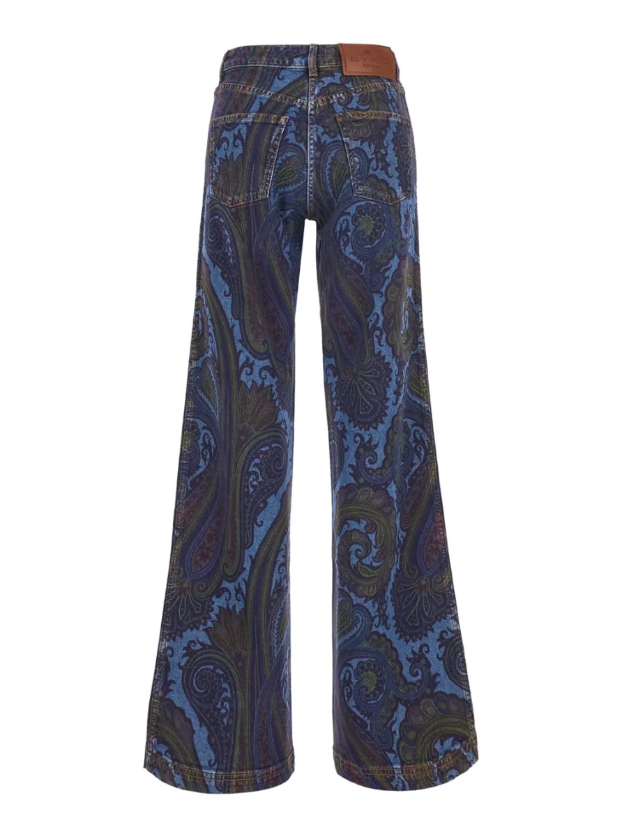 Pantaloni Blue Jeans with patch logo on the back and all-over print in denim women - Img 2