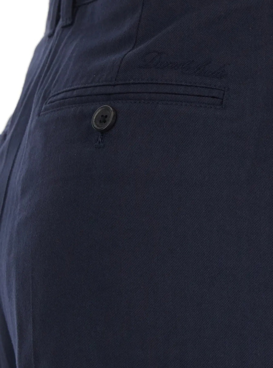 Pantaloni Blue Pants with Front Pleats in Cotton Blend for Women - Img 3