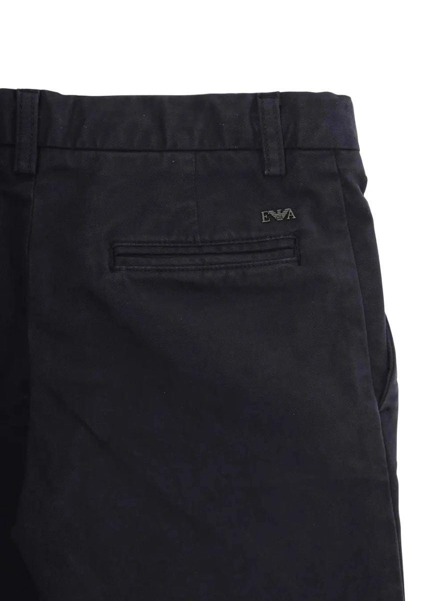Pantaloni Blue Trousers with Belt Loops and Logo Plate on the Back in Cotton Boy - Img 2