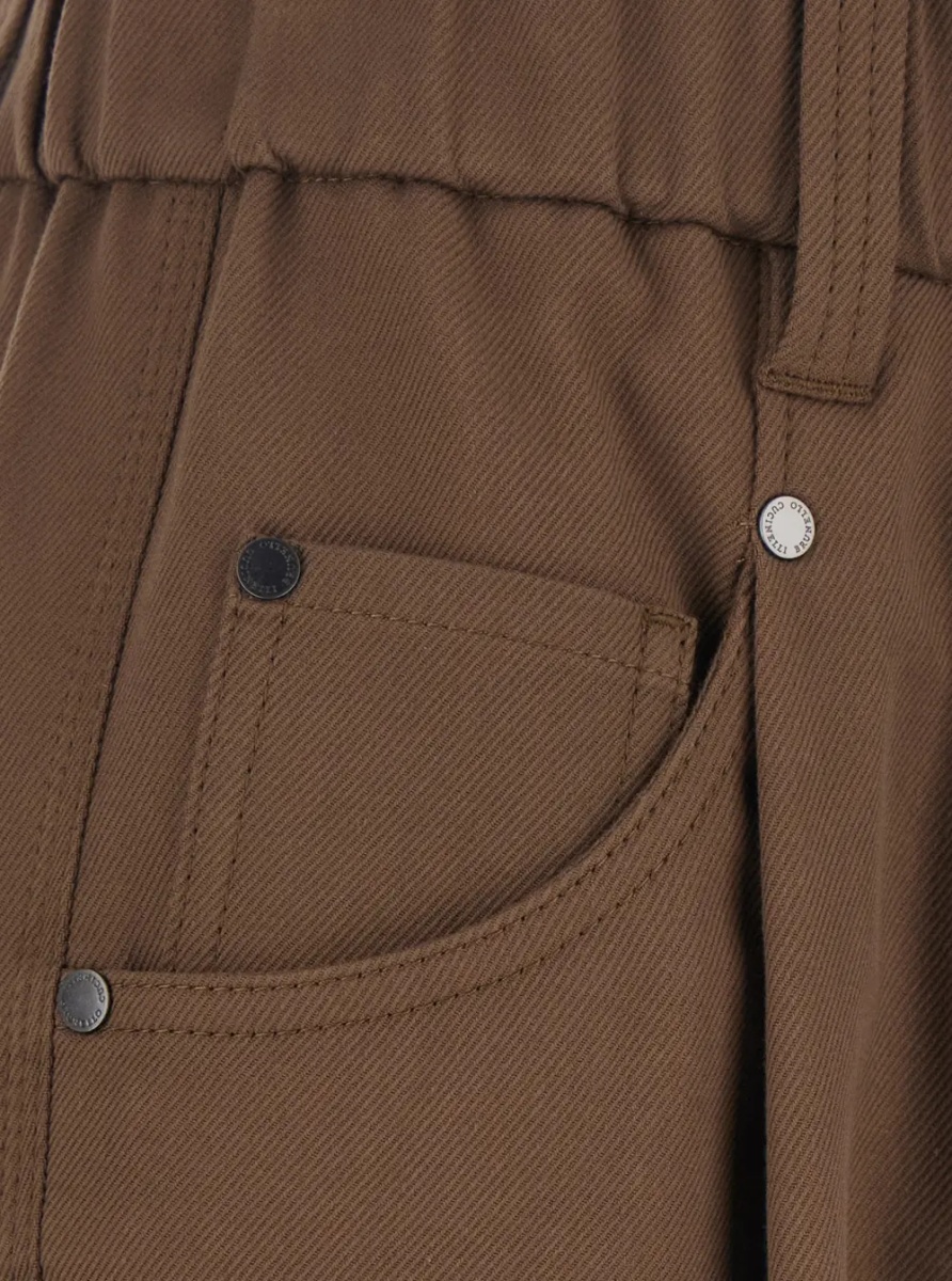 Pantaloni Brown Pants with elasticated waist and Monile on the back in stretch cotton for women - Img 3