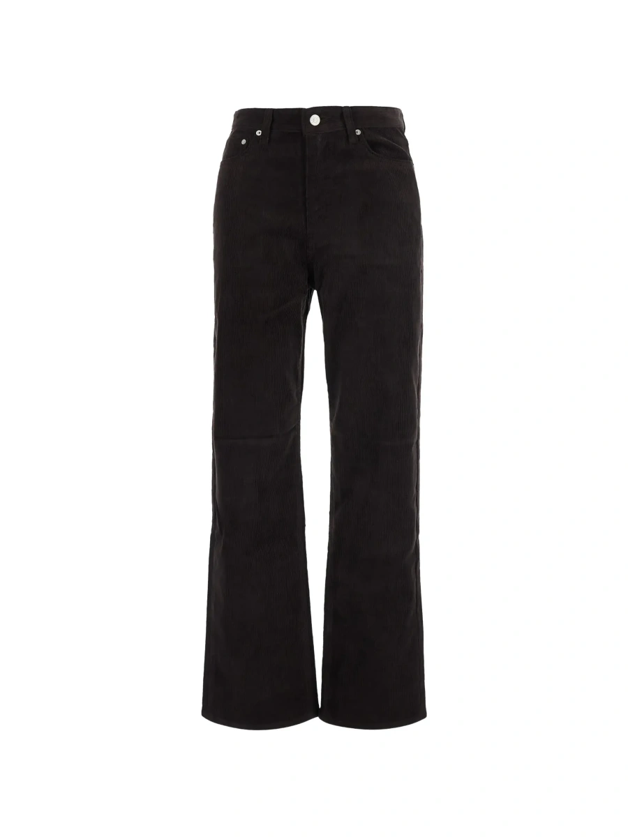Pantaloni Brown pants with logo patch on the back and five-pocket design in corduroy for women - Img 6