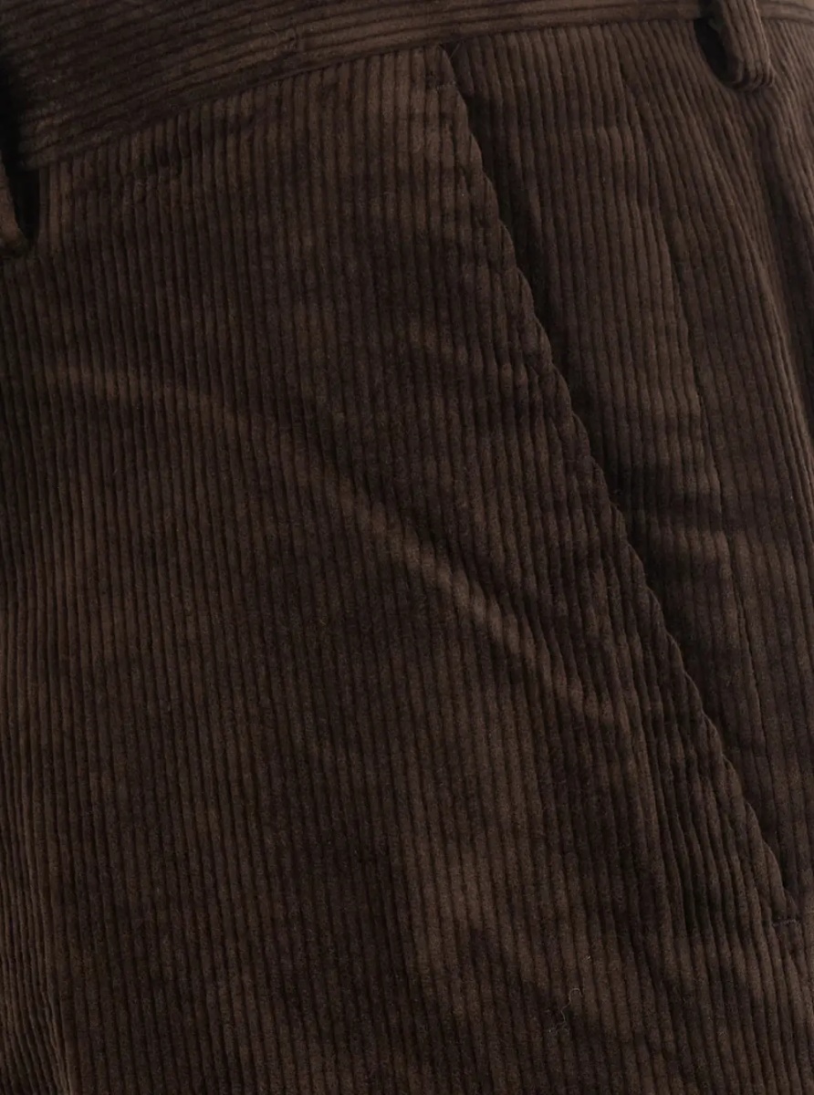 Pantaloni Brown Unisex Flared Corduroy Pants with Cotton - Img 3