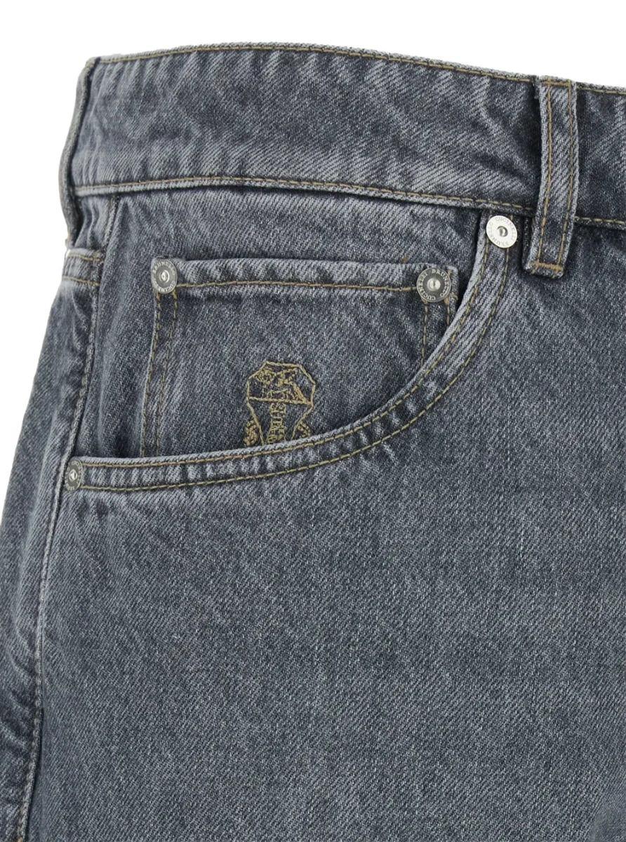 Pantaloni Brunello Cucinelli gri din denim - Img 3