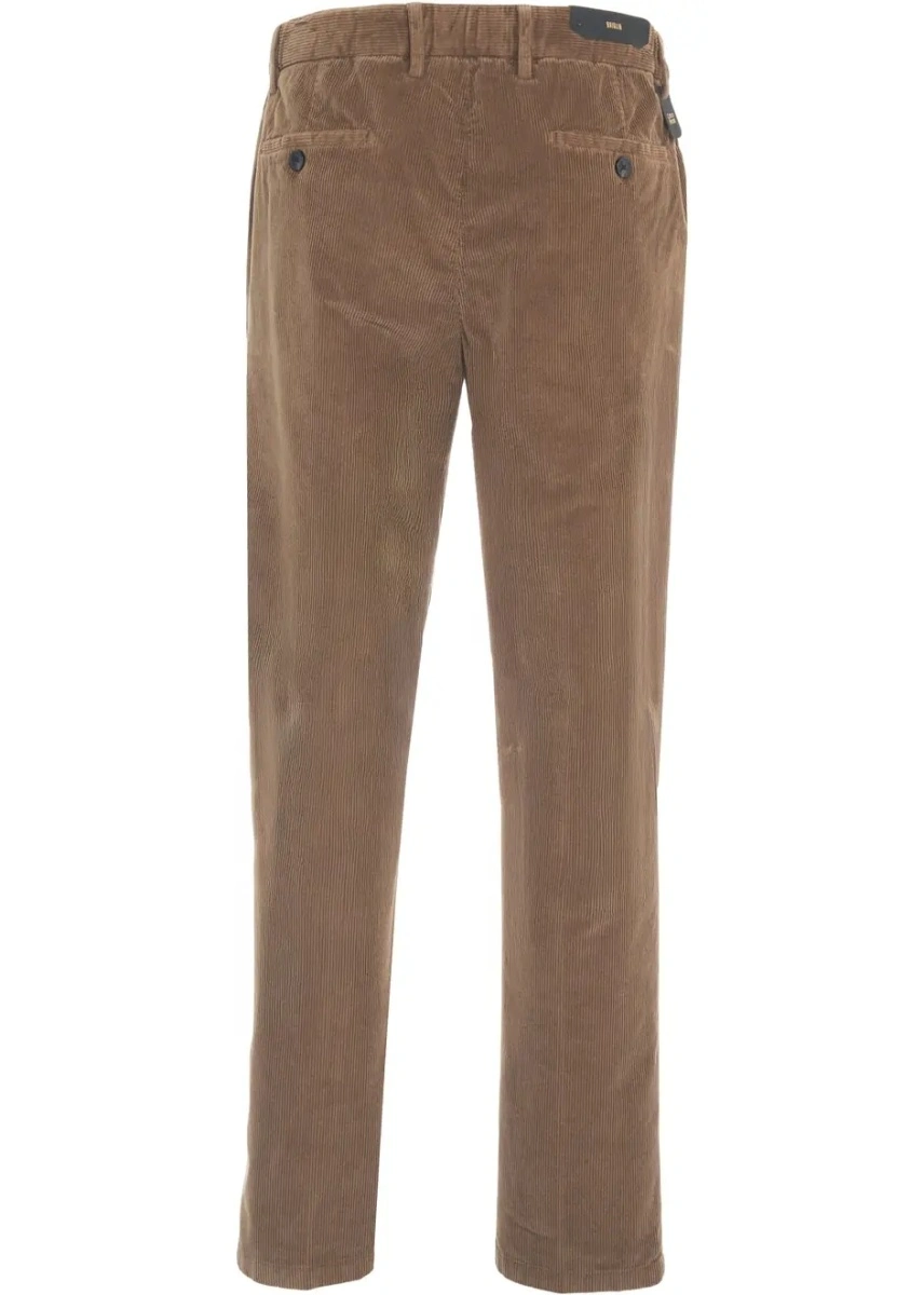 Pantaloni casual Briglia maro din catifea reiata - Img 4