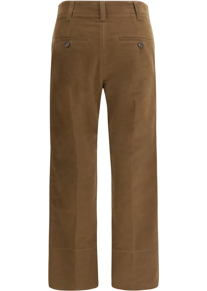 Pantaloni casual Brunello Cucinelli maro din bumbac - Img 2