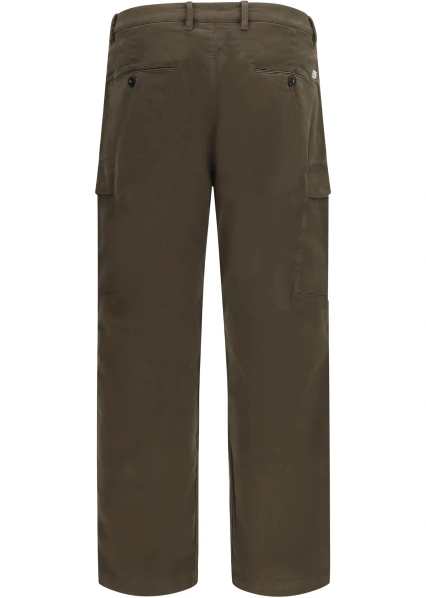 Pantaloni casual C.P. Company verzi din bumbac si satin - Img 2