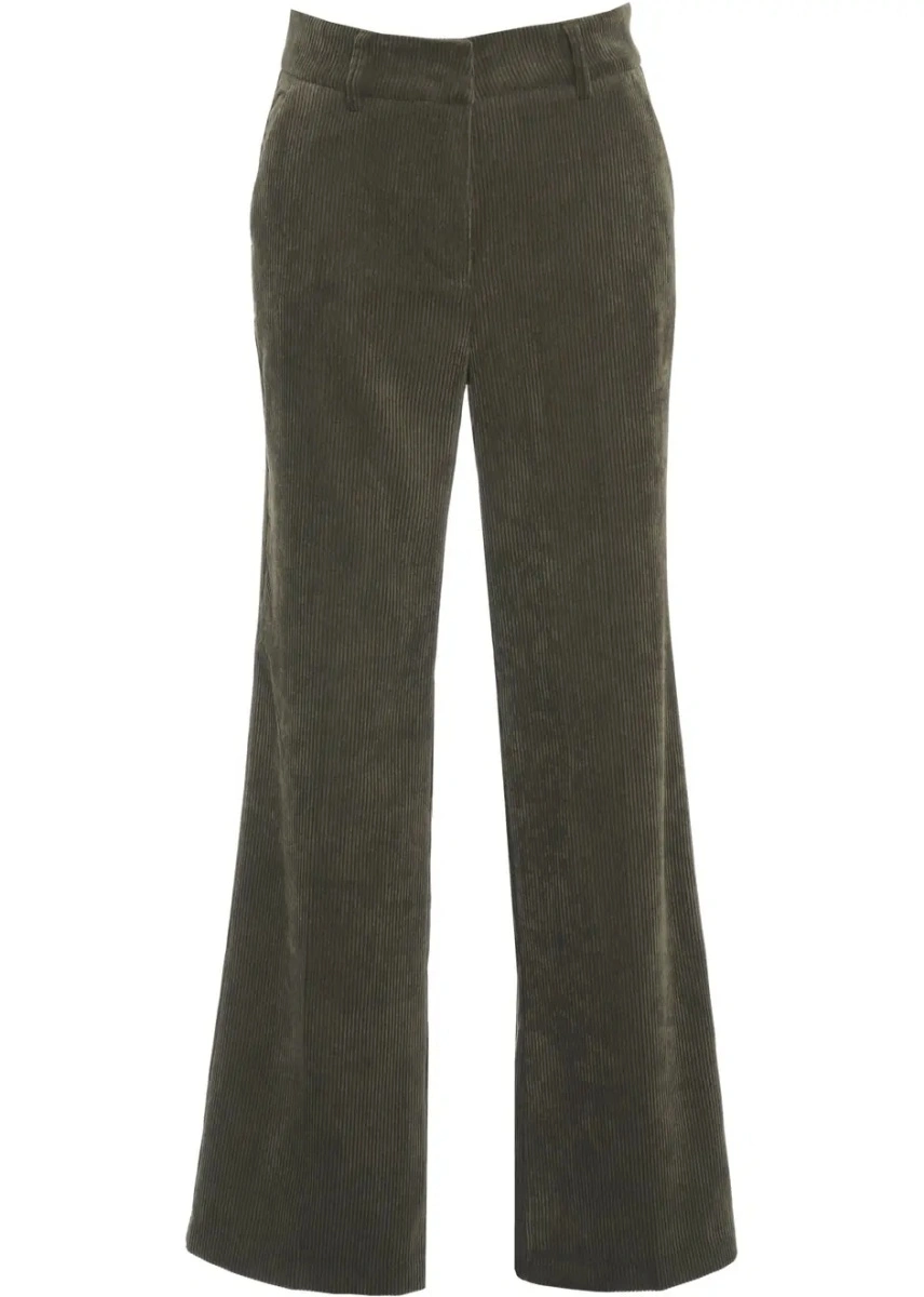 Pantaloni casual Cambio verzi din catifea reiata - Img 2