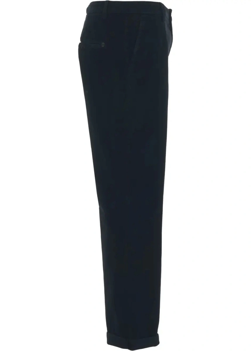 Pantaloni casual Dondup albastri din bumbac - Img 3