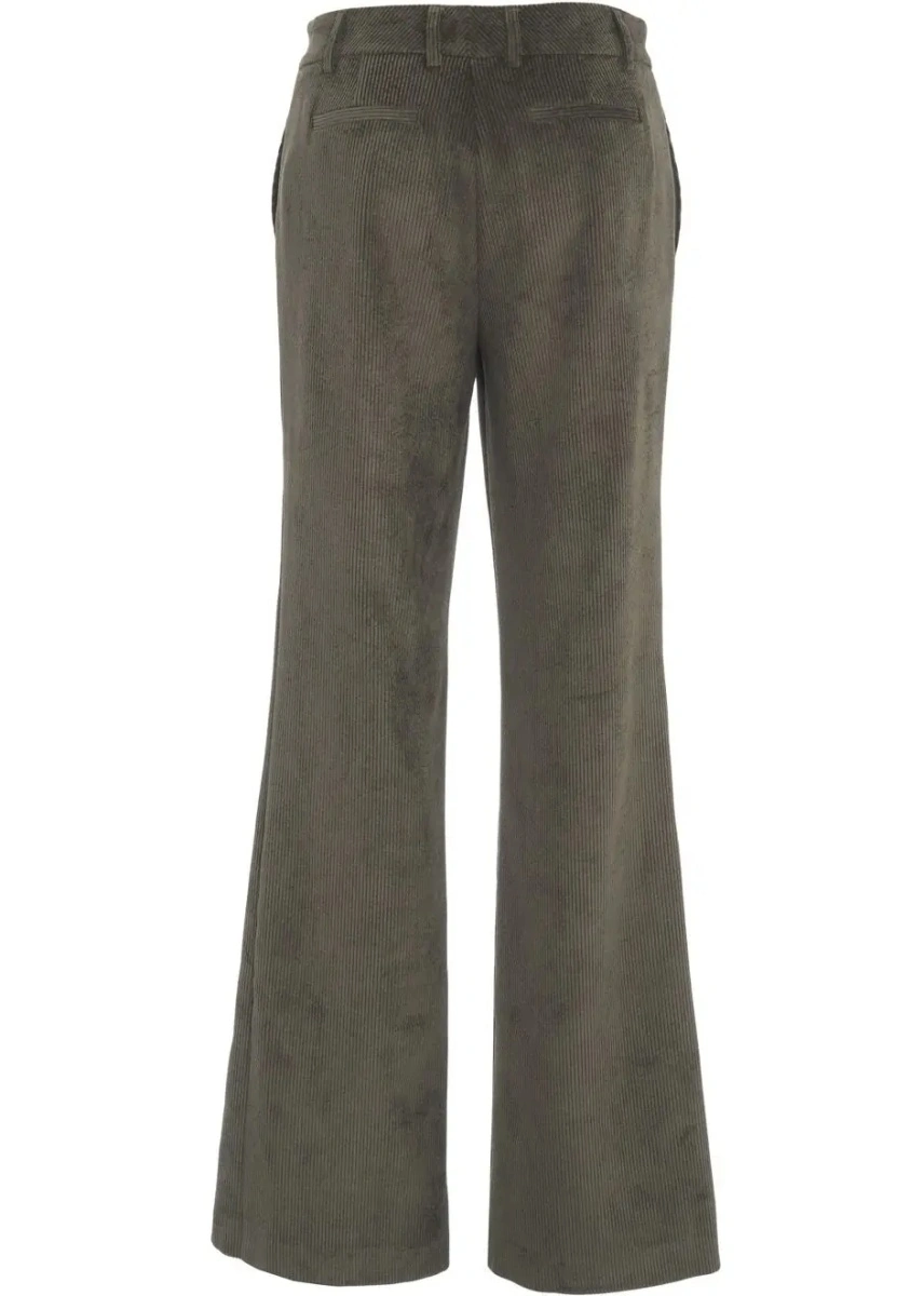 Pantaloni casual Gender verzi din catifea reiata - Img 4