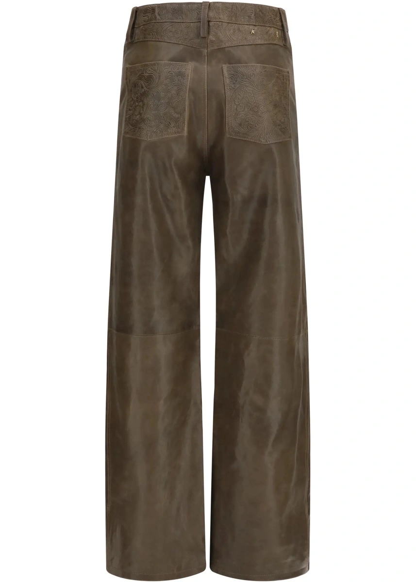 Pantaloni casual Golden Goose multicolor din piele - Img 2