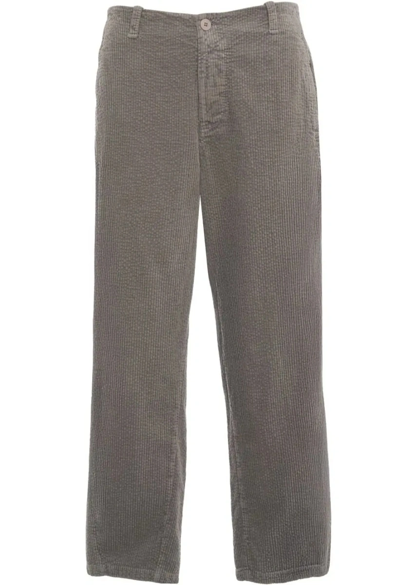 Pantaloni casual Transit gri din catifea reiata - Img 2