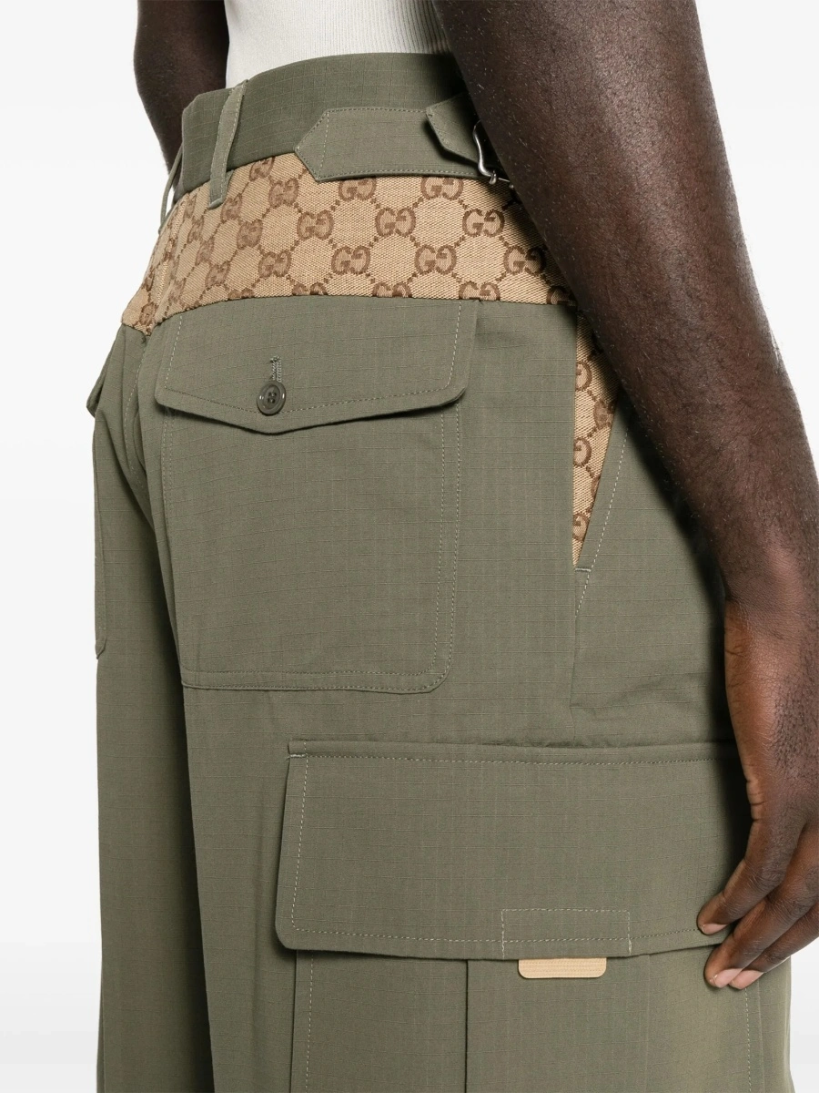 Pantaloni conici Gucci verzi din bumbac - Img 5