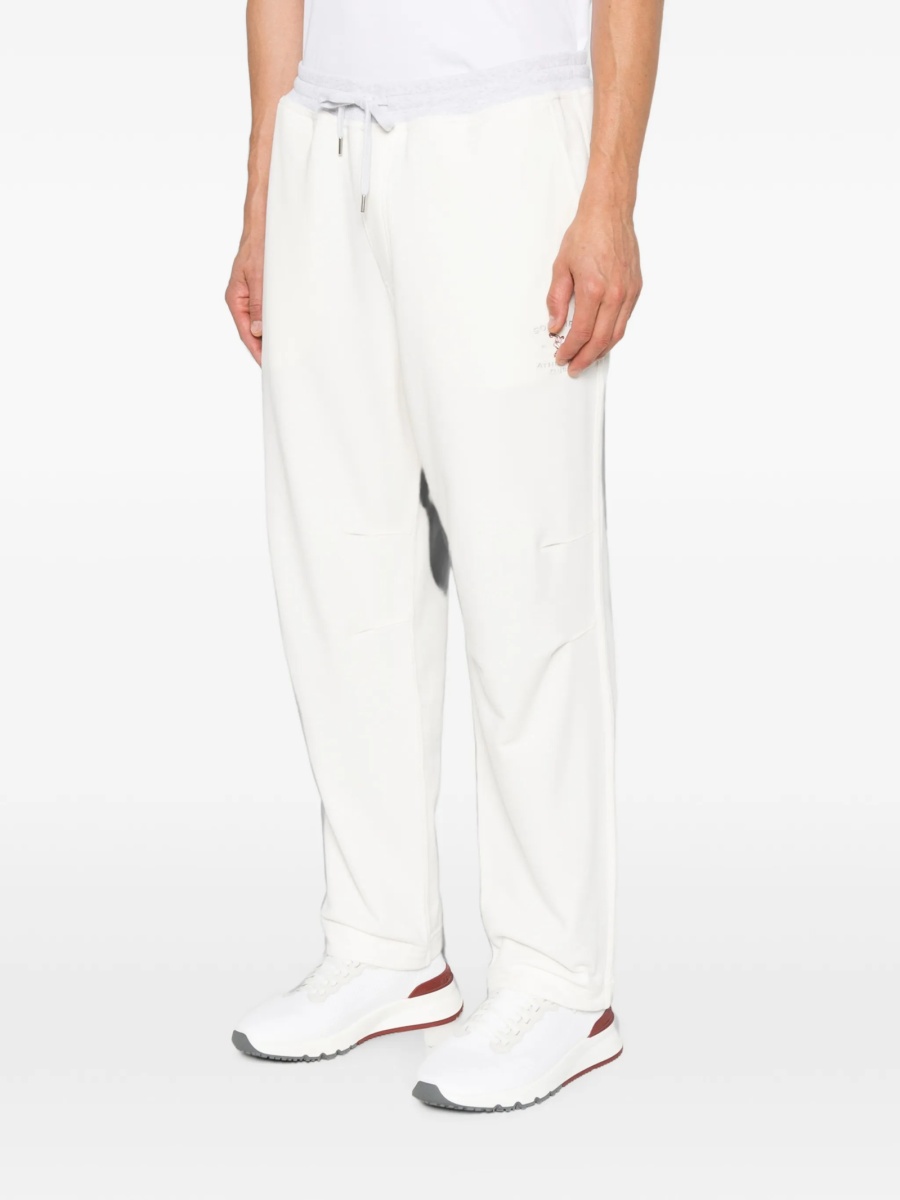Pantaloni de trening Brunello Cucinelli albi din bumbac - Img 3