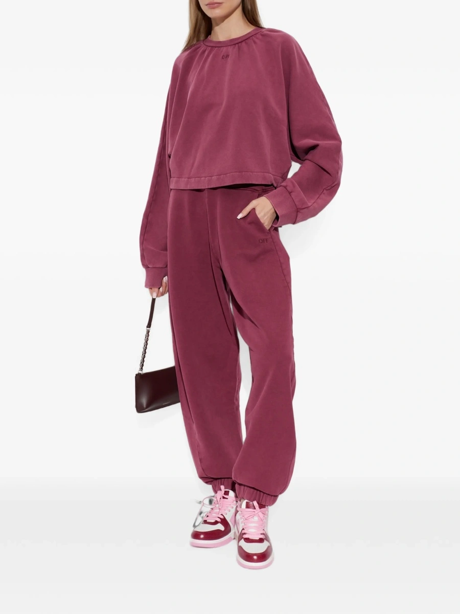 Pantaloni de trening Off-White rosii din bumbac - Img 2