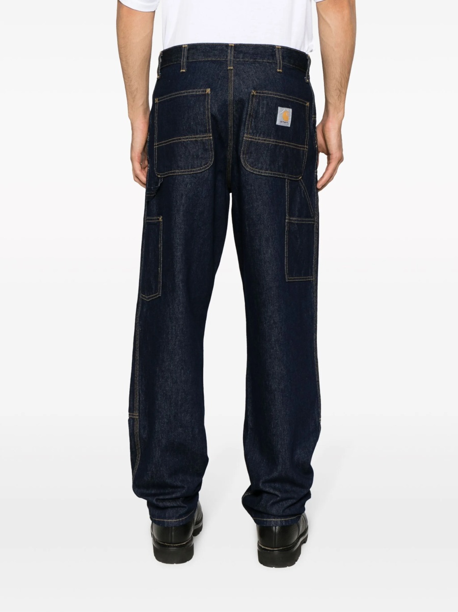 Pantaloni drepti Carhartt albastri din bumbac - Img 4