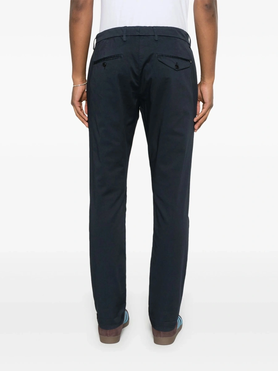 Pantaloni drepti Dondup albastri din bumbac si spandex/elastan - Img 4