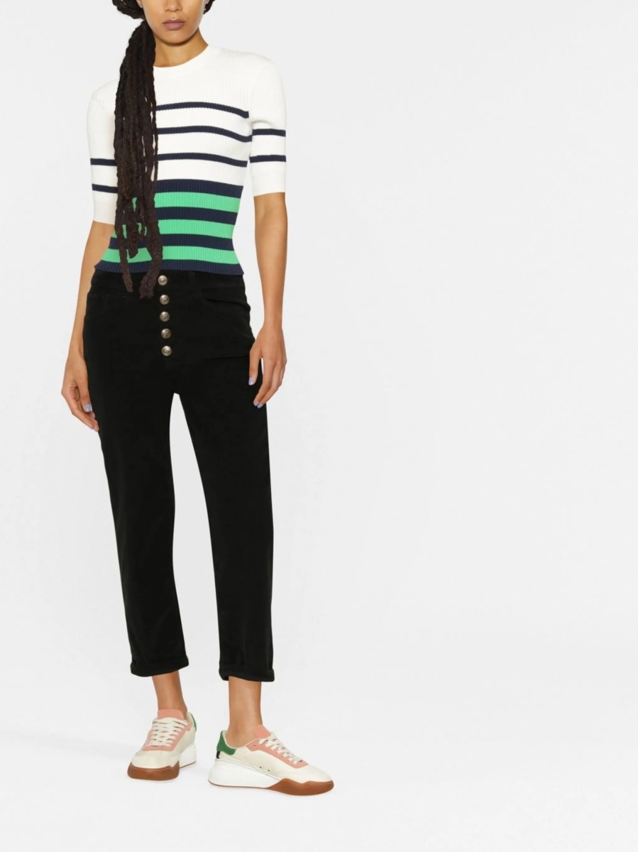 Pantaloni drepti Dondup negri din spandex/elastan si bumbac - Img 2