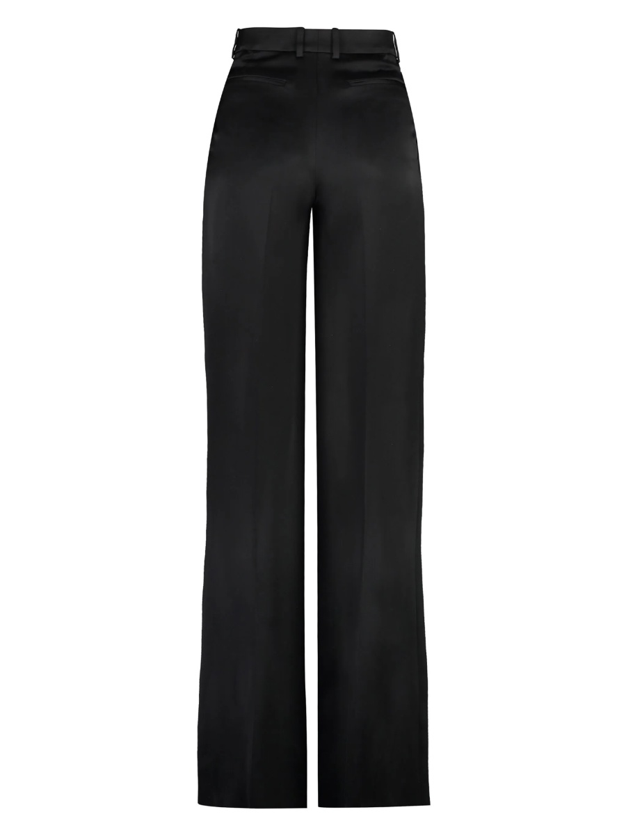 Pantaloni drepti Saint Laurent negri din matase - Img 5