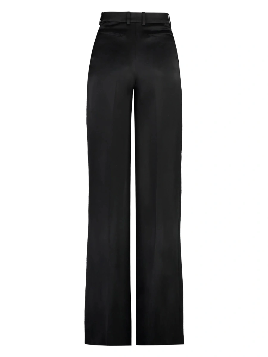 Pantaloni drepti Saint Laurent negri din matase - Img 5