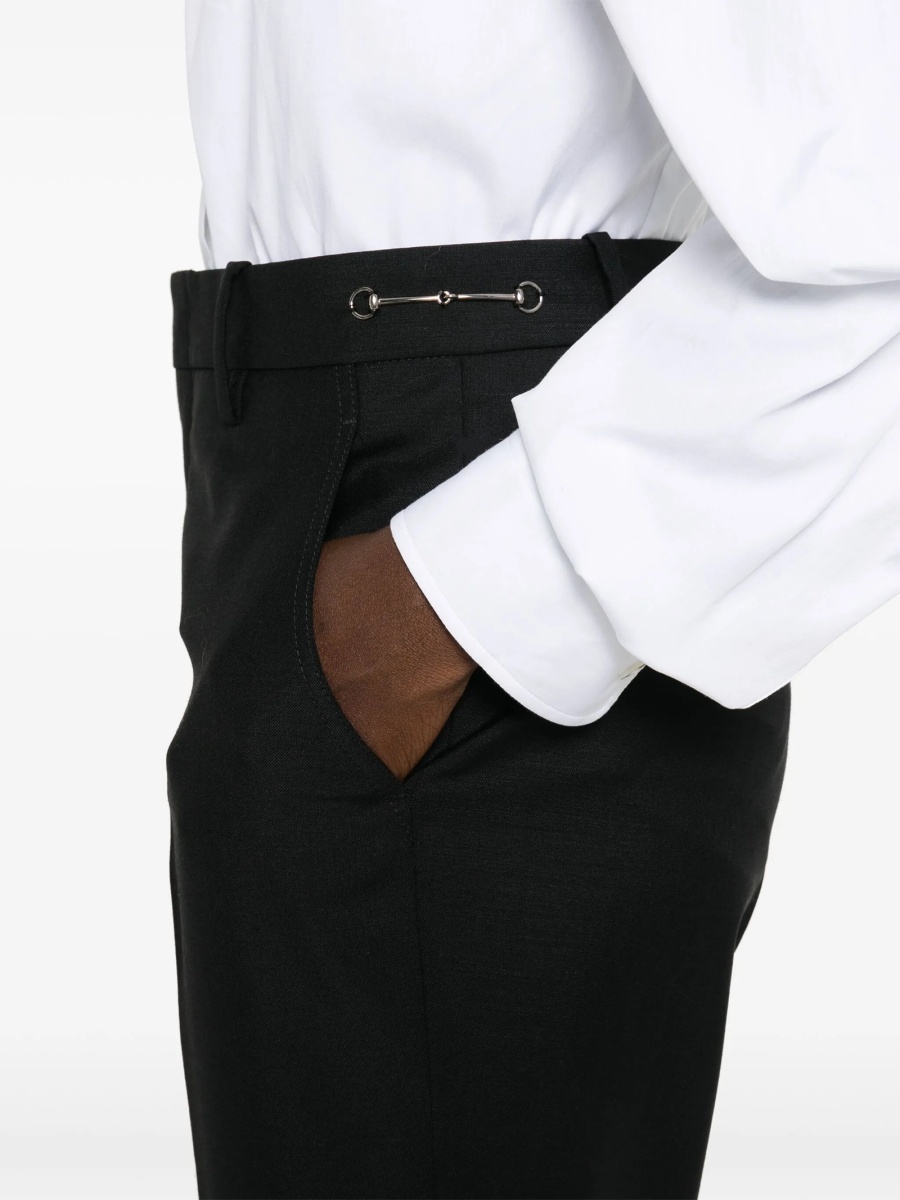 Pantaloni eleganti Gucci Horsebit negri din mohair si lana - Img 5
