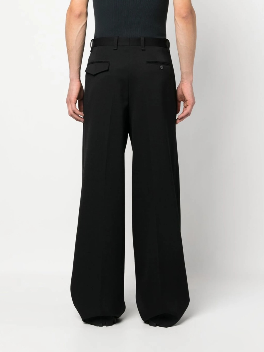 Pantaloni eleganti Lanvin negri din lana si corn - Img 4