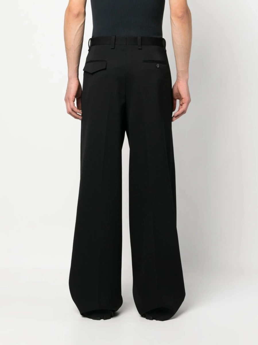 Pantaloni eleganti Lanvin negri din lana si corn - Img 4