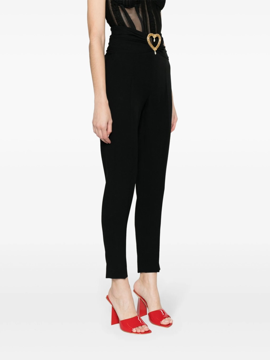 Pantaloni eleganti Moschino negri din acetat si vascoza - Img 3