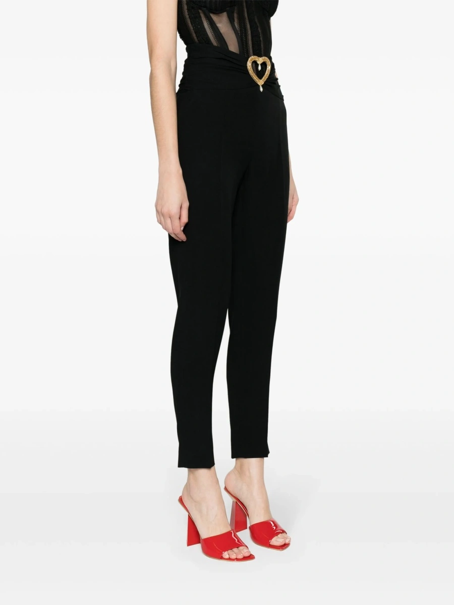 Pantaloni eleganti Moschino negri din acetat si vascoza - Img 3