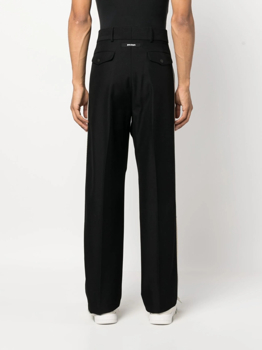Pantaloni eleganti Palm Angels negri din bumbac si polyester - Img 4
