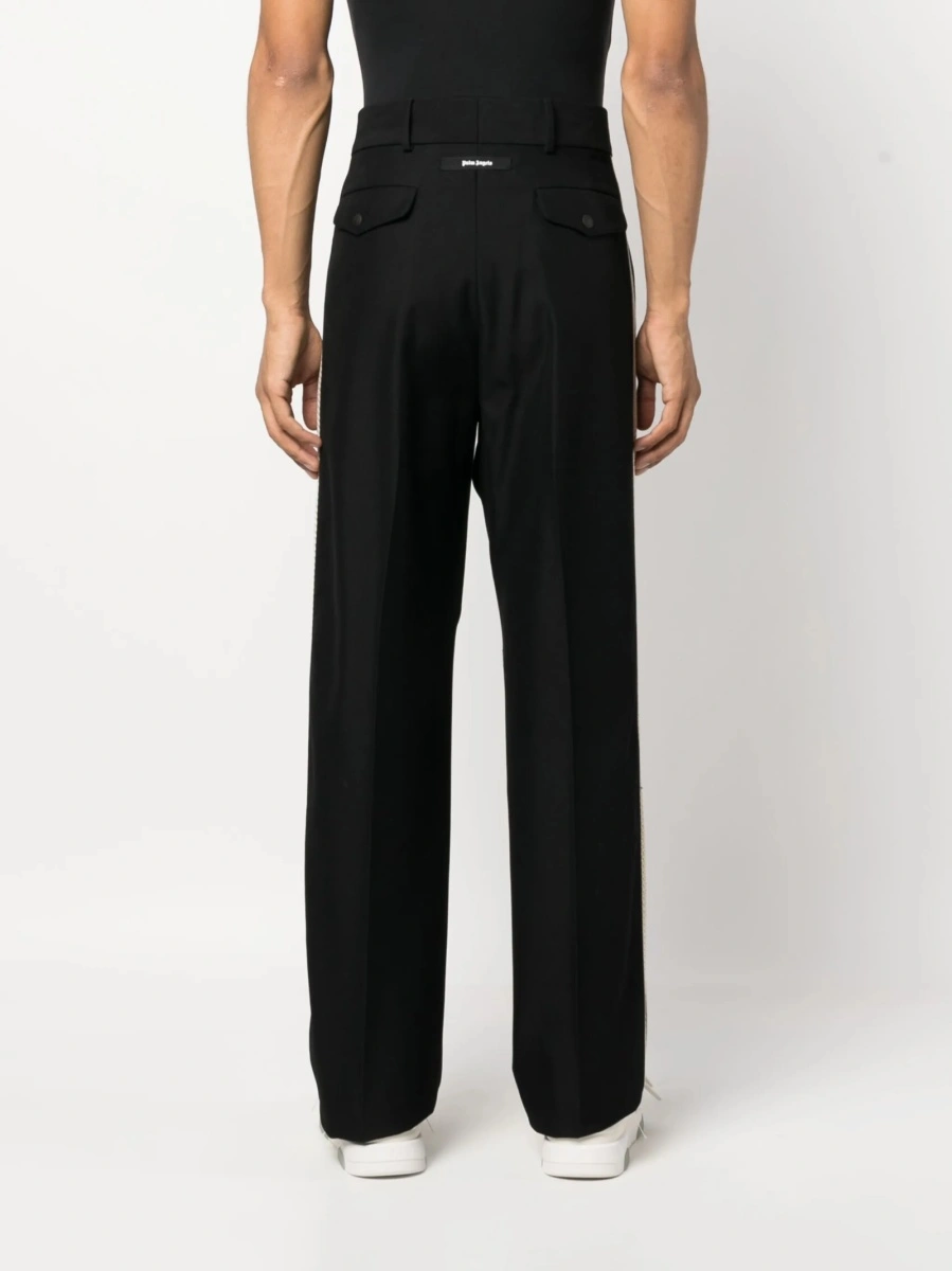 Pantaloni eleganti Palm Angels negri din bumbac si polyester - Img 4