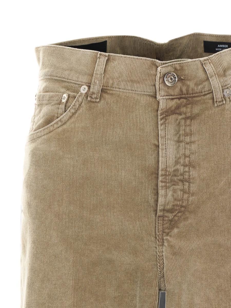 Pantaloni evazati Dondup neutri din bumbac si spandex/elastan - Img 4