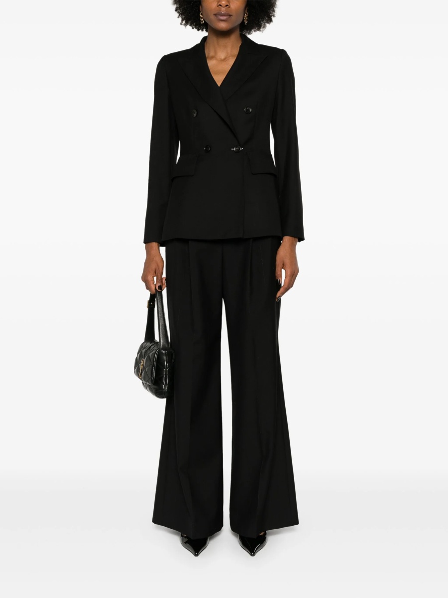 Pantaloni evazati Givenchy negri din poliamida si elastan - Img 2