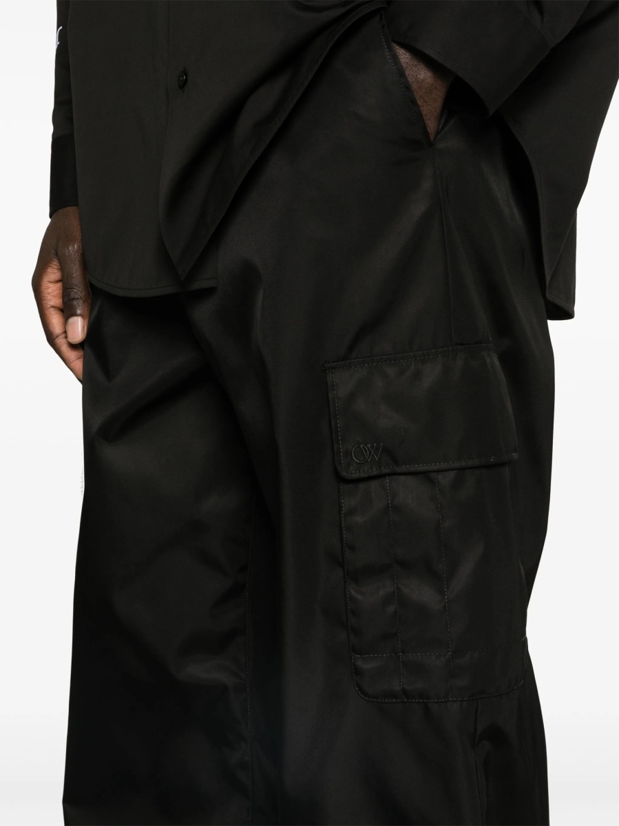 Pantaloni evazati Off-White negri din poliuretan si poliamida - Img 5
