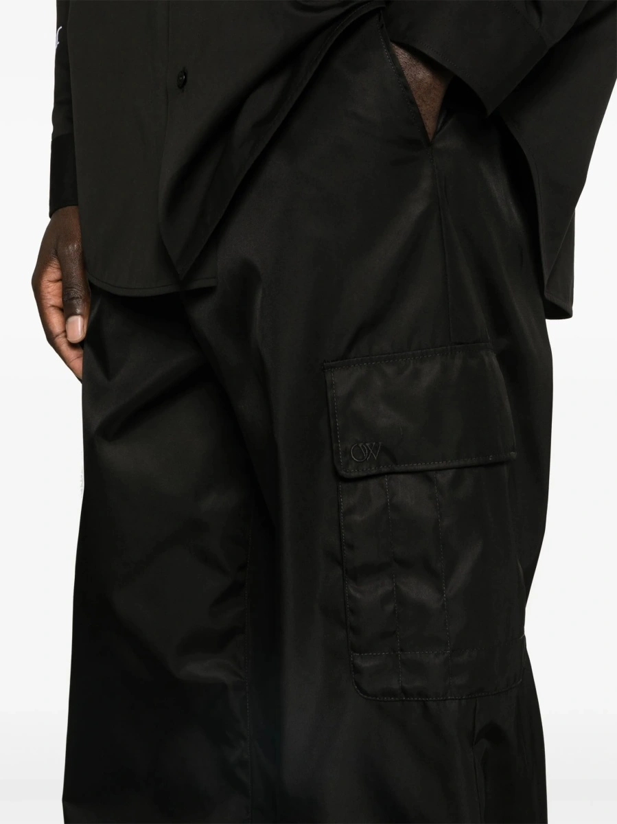 Pantaloni evazati Off-White negri din poliuretan si poliamida - Img 5